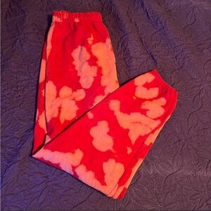 Jerzees Red and Pink Tie-Dye Fleece Joggers